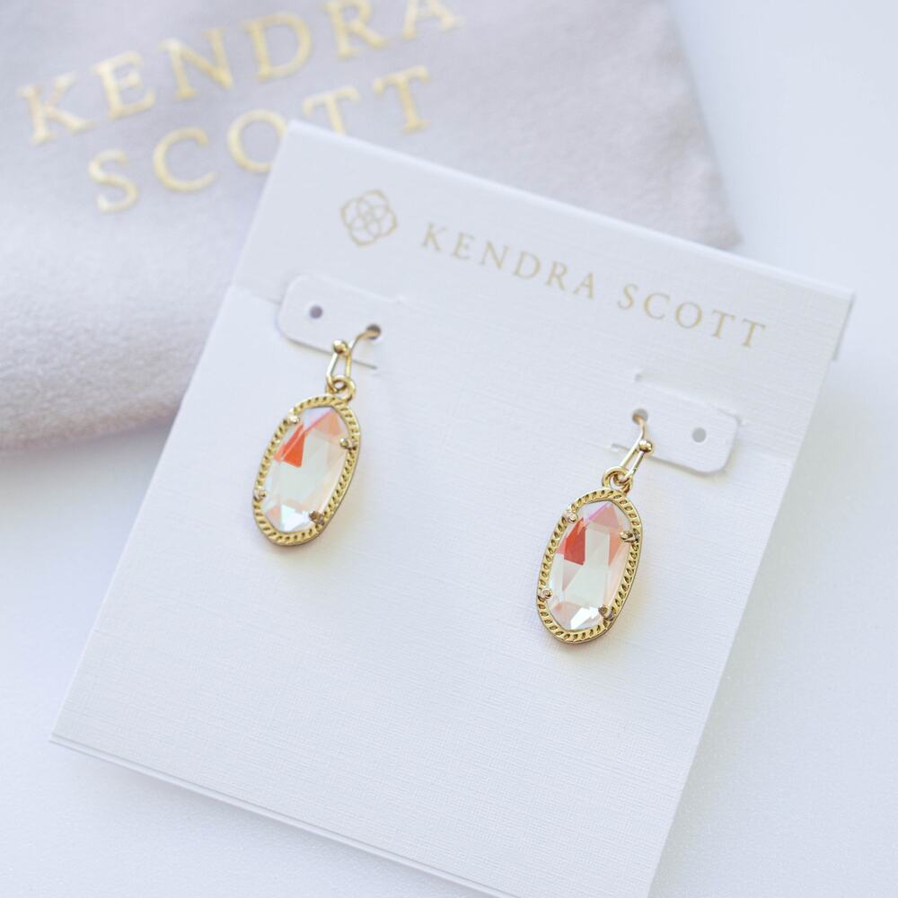 Kendra Scott Lee Gold Drop Earrings in Dichroic Glass